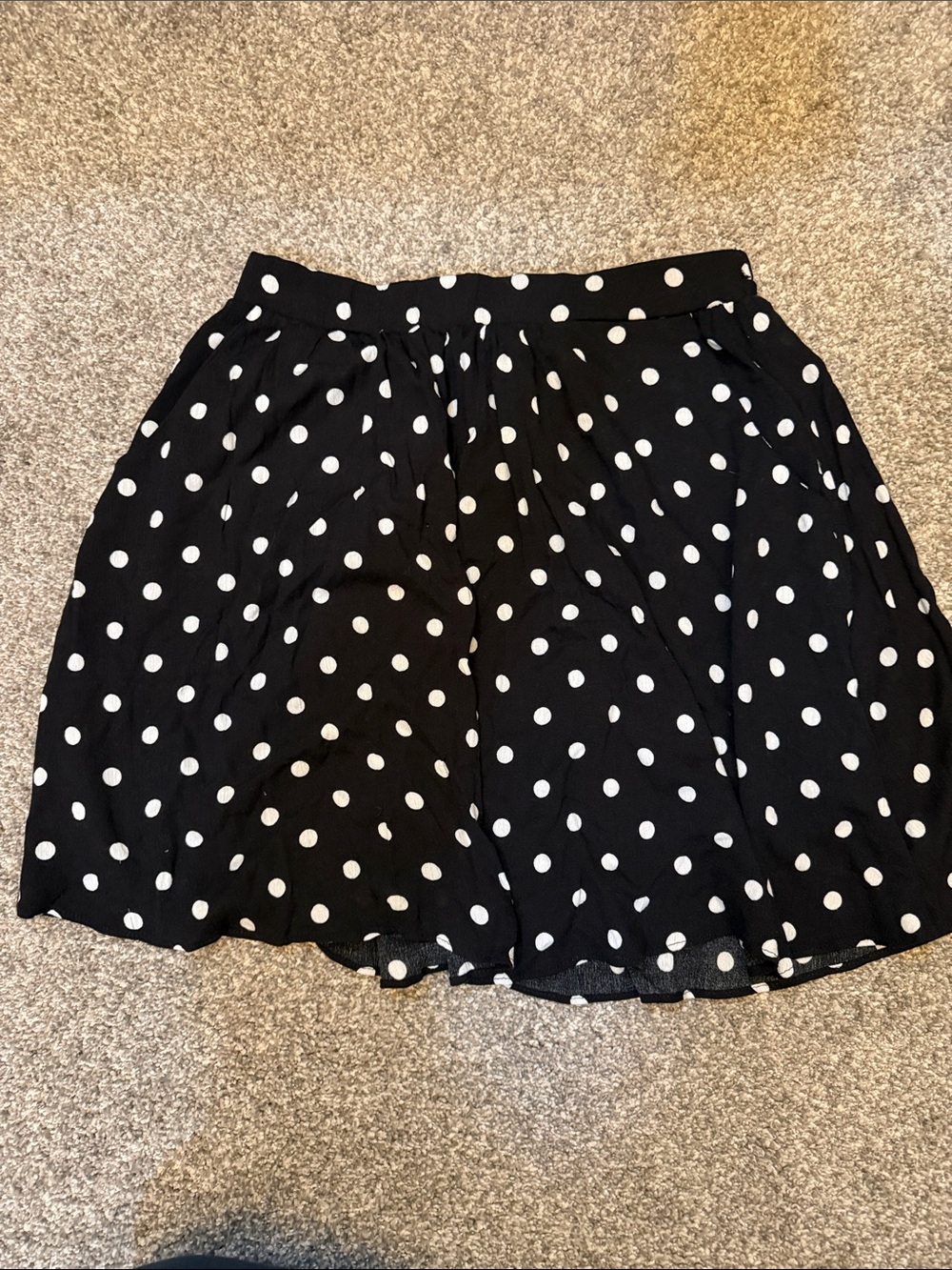 French Grey Black Skirt with White Polka Dots